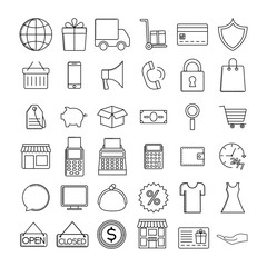 shopping related icons over white background. vector illustration