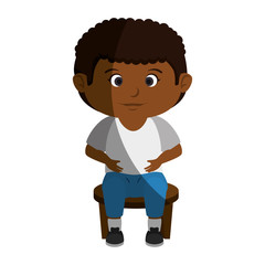 happy little black boy character vector illustration design
