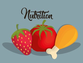 food and vegetables icons over blue background. colorful design. vector illustration