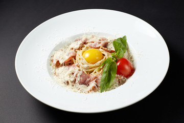 Spaghetti Carbonara. Italian style. Italian food. Italian cuisine.