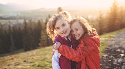 Cheerful young girls on a sunny day