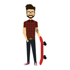young man with skateboard casual avatar vector illustration design