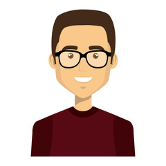 young man casual avatar with glasses vector illustration design