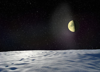 Moon glowing near the surface unknown planet