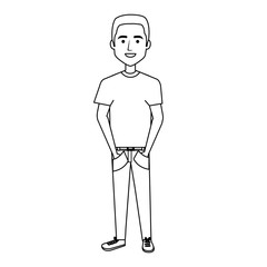 young man casual avatar vector illustration design