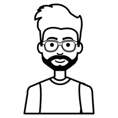 young man casual avatar with glasses vector illustration design