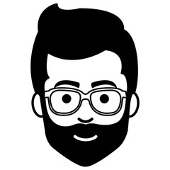 young man casual avatar with glasses vector illustration design