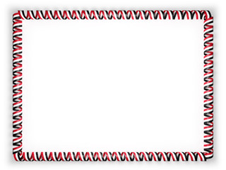 Frame and border of ribbon with the Yemen flag. 3d illustration