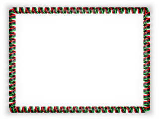 Frame and border of ribbon with the Libya flag. 3d illustration