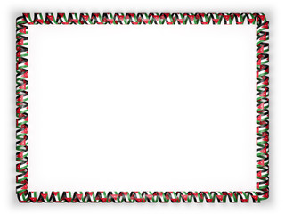 Frame and border of ribbon with the Jordan flag. 3d illustration