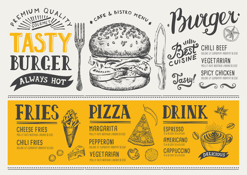Restaurant food menu, template design.