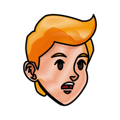 drawing head boy surprise face character healthy vector illustration