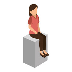 businesswoman isometric avatar character sitting vector illustration design