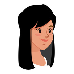 character face girl black hair smile lifestyle vector illustration