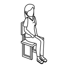 businesswoman isometric avatar character sitting vector illustration design