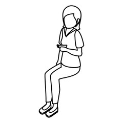 businesswoman isometric avatar character in a sitting position vector illustration design
