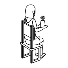 businesswoman isometric avatar character sitting vector illustration design