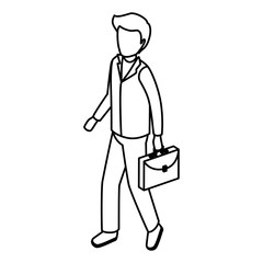 businessman isometric avatar character with portfolio vector illustration design