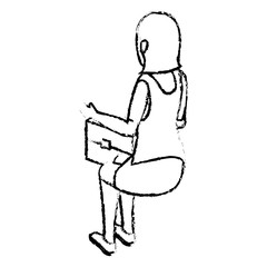 businesswoman isometric avatar character in a sitting position vector illustration design