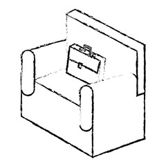 sofa with portfolio isometric isolated icon vector illustration design