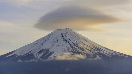 Fototapeta premium World Heritage Mount Fuji./WORD HERITAGE Mt. FUJI KAWAGUCHI-KO, JAPAN FEB ,22,2017