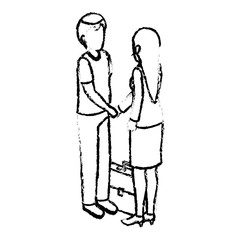 young couple avatars characters isometric vector illustration design