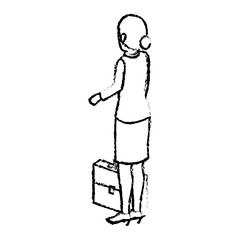 businesswoman isometric avatar character with portfolio vector illustration design