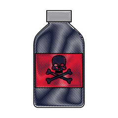 drawing bottle poison chemical danger skull bone vector illustration
