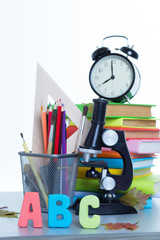 School supplies on table