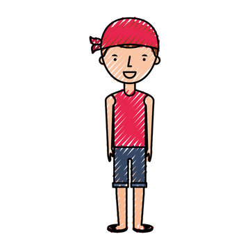 young boy with summer fashion vector illustration design
