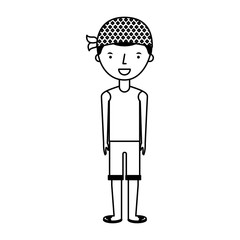 young boy with summer fashion vector illustration design