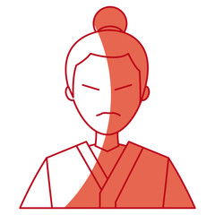 character japanese man clothes culture red line vector illustration