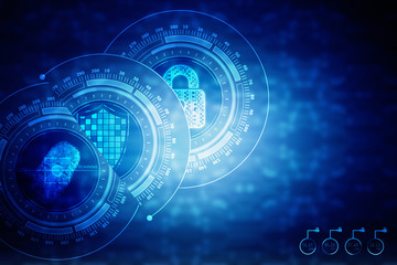 2d illustration Safety concept: Closed Padlock on digital background