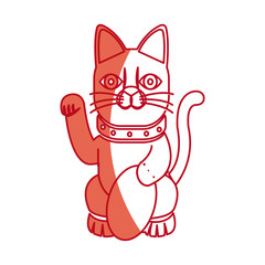 cat maneki neko fortune money tradition japan vector illustration