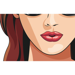 cheerful young woman mouth lips makeup image vector illustration