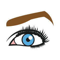 female blue eyes mascara eyebrows eyelashes style vector illustration