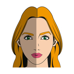 pretty girl with beautiful hair and attractive face vector illustration