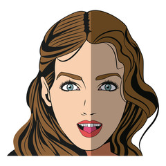 pretty girl with beautiful hair and attractive face vector illustration
