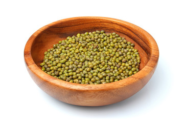 Green mung beans in plate.