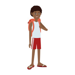 young boy travel toruism package vector illustration