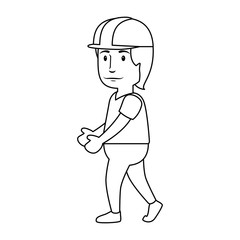construction worker with safety helmet, cartoon icon over white background. vector illustration