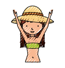 young woman with summer clothes vector illustration design