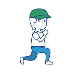 man wearing a cap, cartoon icon over white background. colorful design. vector illustraiton