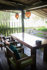 Brown Wooden Table And Chair