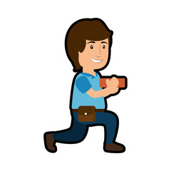 construction worker icon over white background. vector illustration