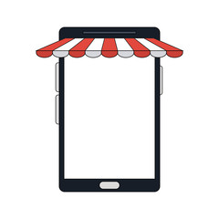 colorful image cartoon business on line shopping on mobile vector illustration