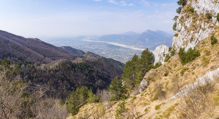 Fototapeta na wymiar View from Monte Chiampon to Friuli-Venezia Giulia in Italy