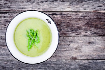 homemade cream soup with asparagus