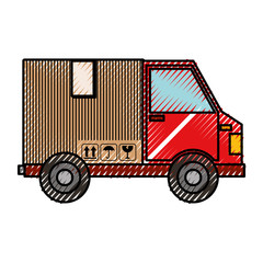 van with box delivery service icon vector illustration design