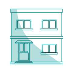 blue shading silhouette cartoon facade apartment residential house vector illustration